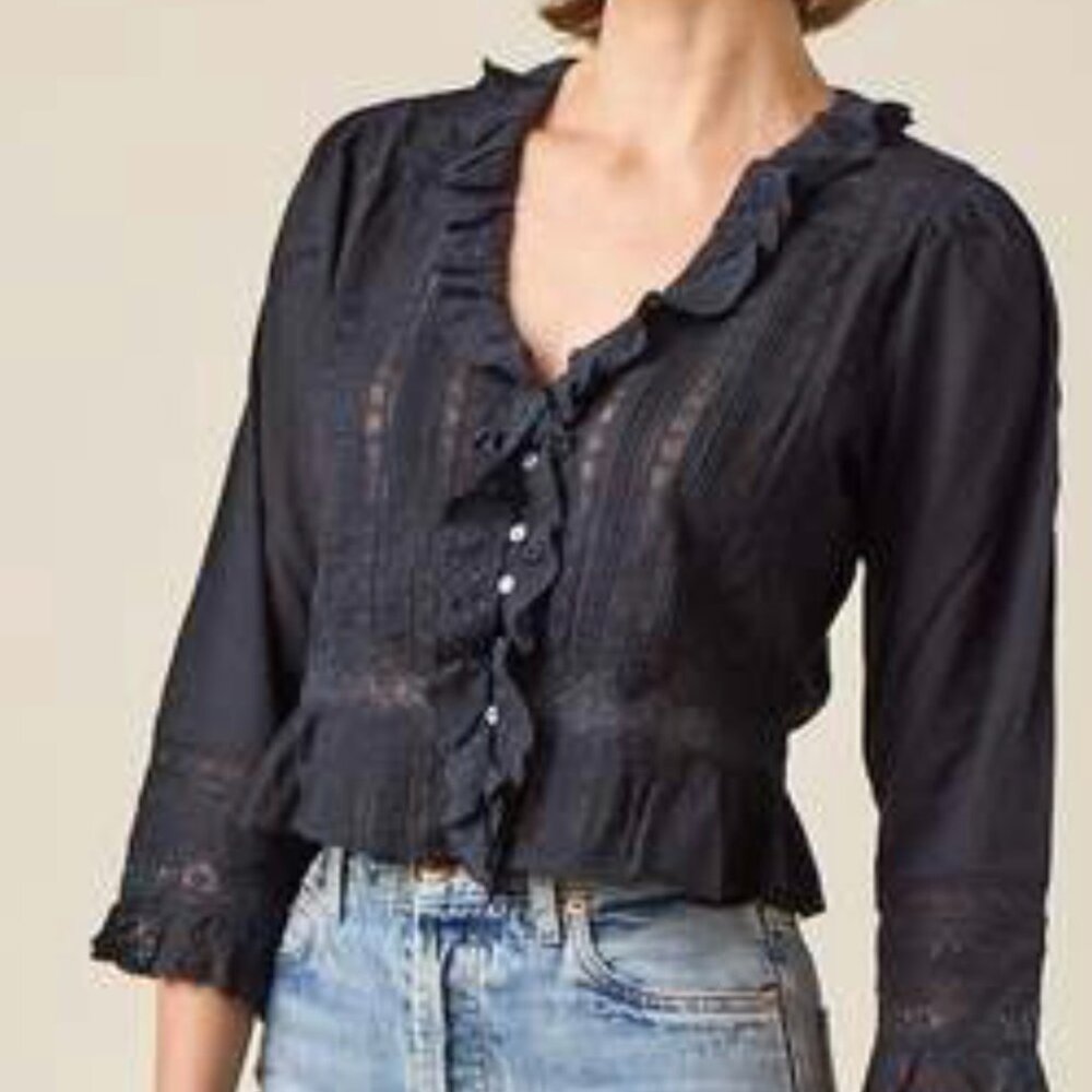 Like New DÔEN Eldoris Organic Cotton Top in Black Size L